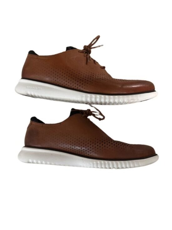 Cole Haan Men\'s 2.ZERØGRAND Laser Wingtip Tan Perforated Leather Lace-Up Oxfords
